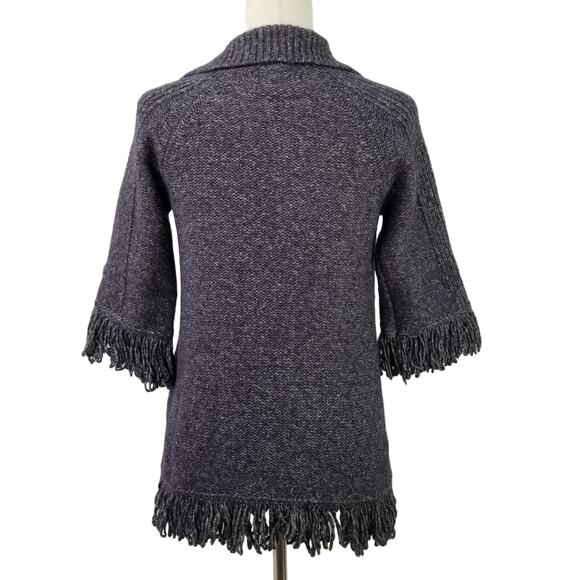 Marisa Christina Purple Wool Blend 2 Button Cardigan Fringe Hem Sweater Size S - Picture 3 of 4